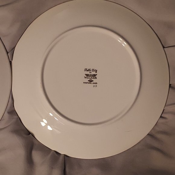 Two Walker China Dinner Plates With Light Brown Bands - Picture 2 of 3